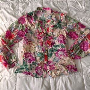 Dream Catcher Mix Floral Ruffle Blouse